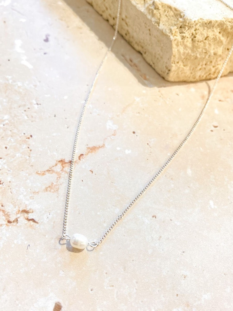 Jewellery Angels Whisper | Single Pearl Sterling Silver Necklace