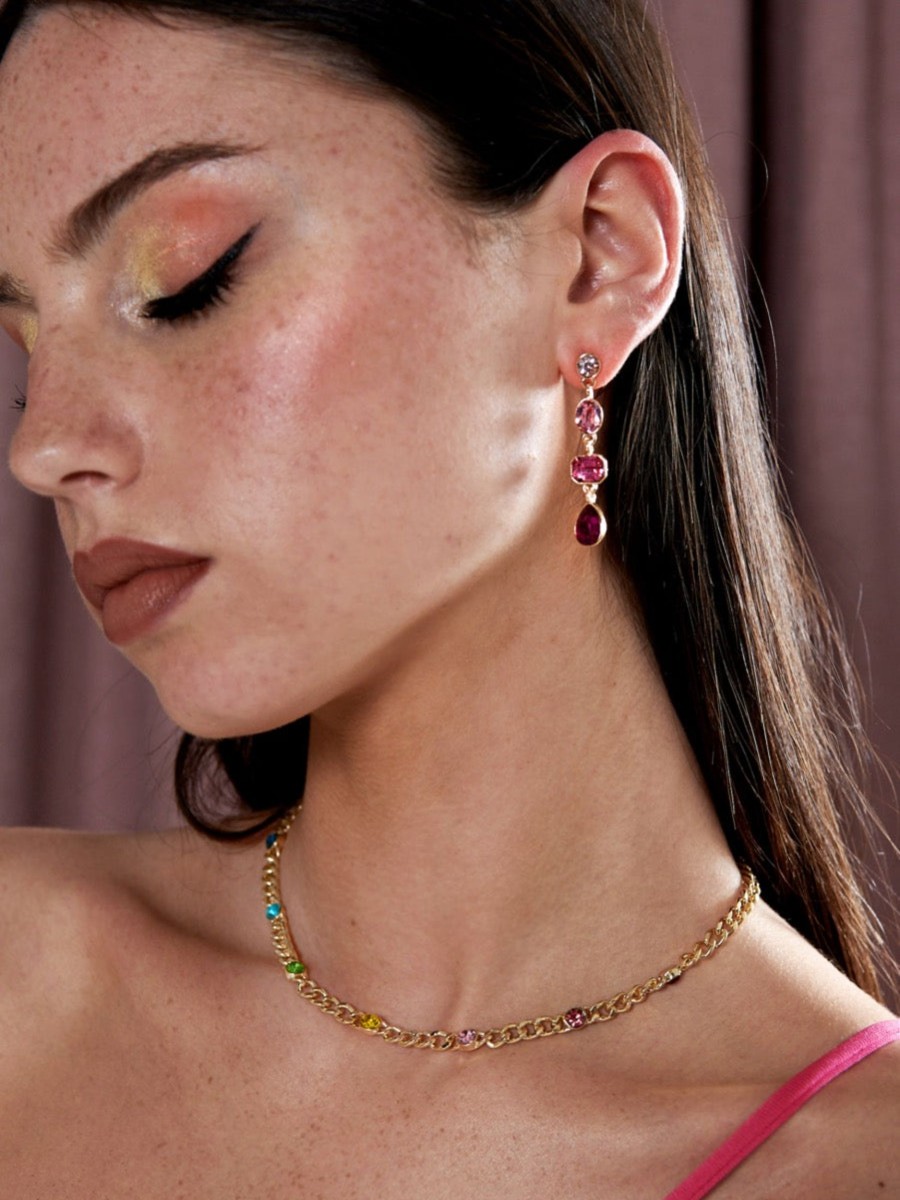 Jewellery Angels Whisper | Pink Jewel Drop Earrings