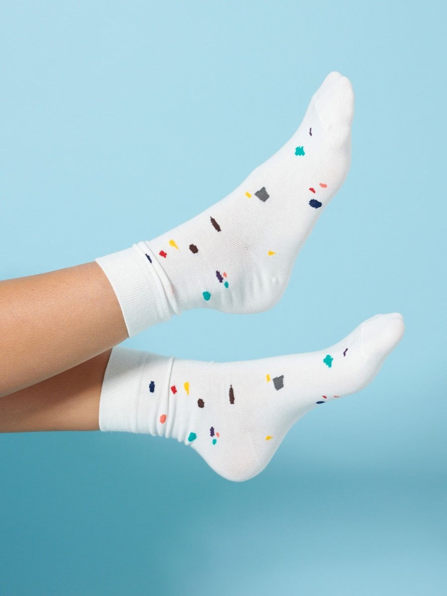 Other Angels Whisper | Colourful Abstract Print Long Crew Socks