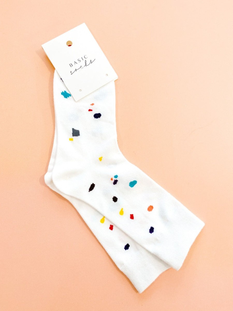 Other Angels Whisper | Colourful Abstract Print Long Crew Socks