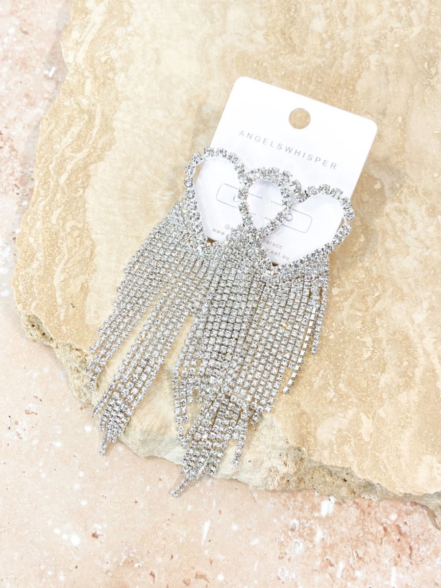 Jewellery Angels Whisper | Kellie Heart Diamante Earring