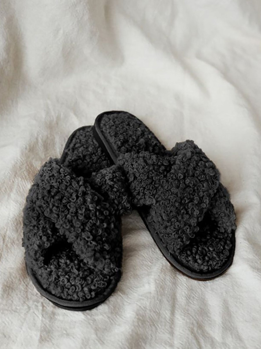 Other Angels Whisper | Charlotte Shearling Slippers (4 Pairs/Pack) Black