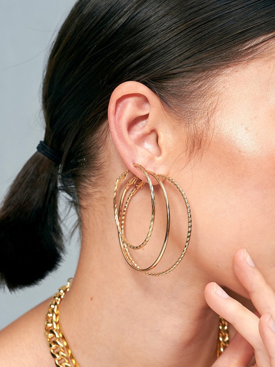 Jewellery Angels Whisper | Farrah Textured Hoops Earring Set