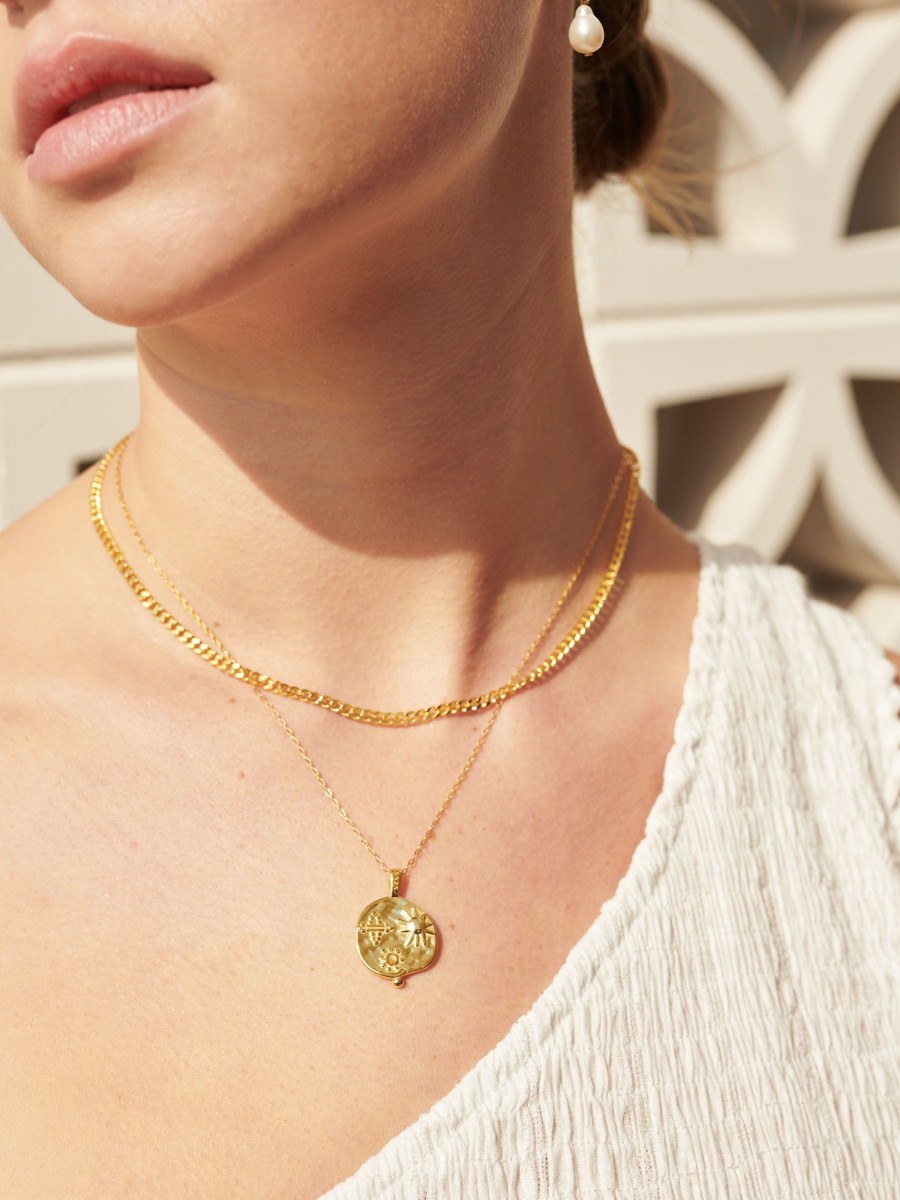 Jewellery Angels Whisper | Ocean Coin Charm Gold Plated Necklace