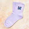 Other Angels Whisper | Embroidered Butterfly Crew Socks