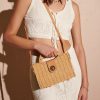 Bags Angels Whisper | Box Top Handle Rattan Straw Bag - Tan