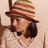 Headwear Angels Whisper | Alana Striped Straw Bucket Hat