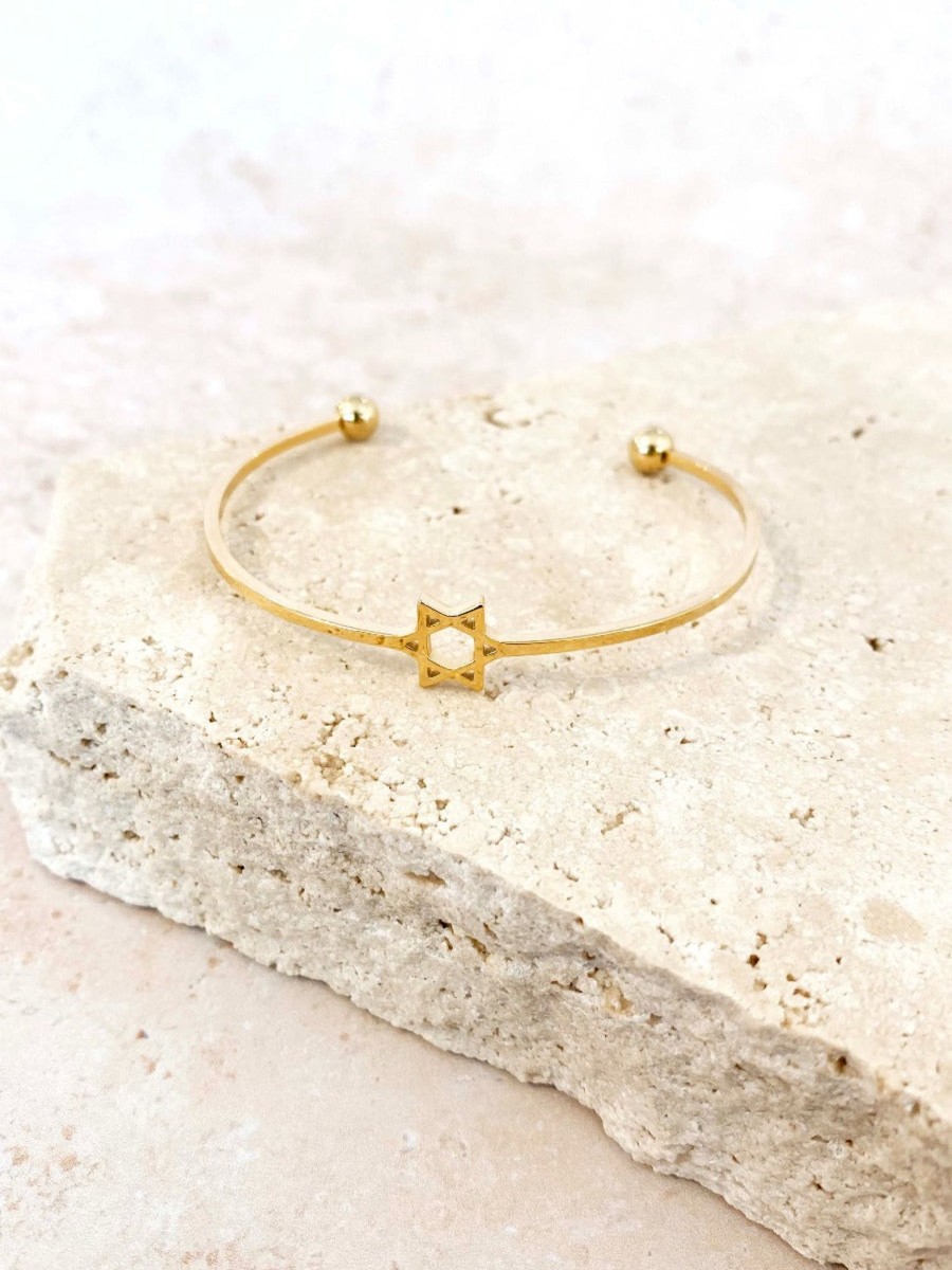 Jewellery Angels Whisper | Hexagram Bangle In Gold