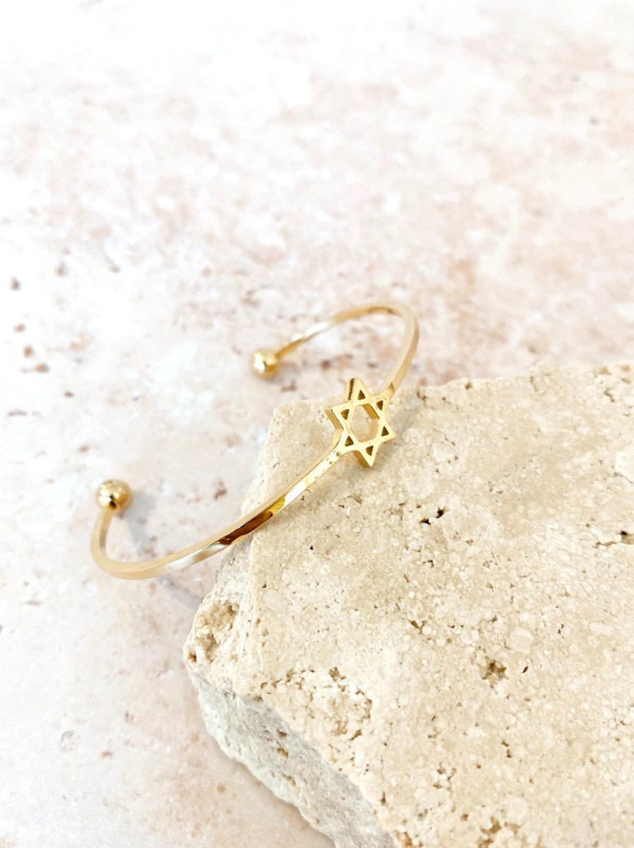 Jewellery Angels Whisper | Hexagram Bangle In Gold