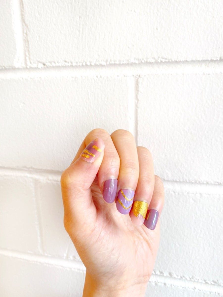 Other Angels Whisper | Purple Gold Press On Nails