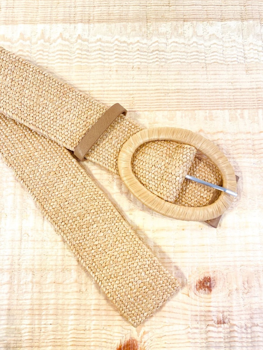 Other Angels Whisper | Woven Oval Buckle Straw Belt