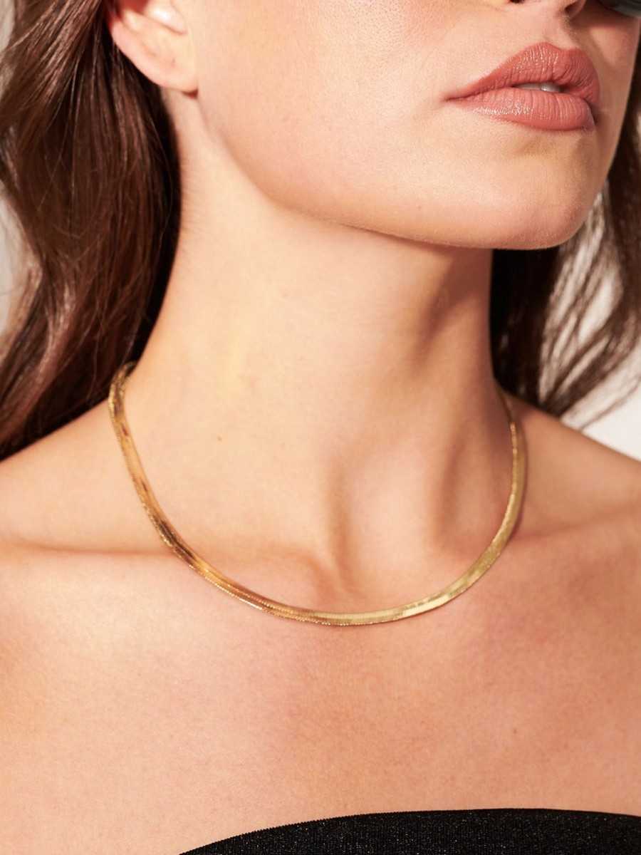 Jewellery Angels Whisper | 4Mm Snake Gold Plated Necklace