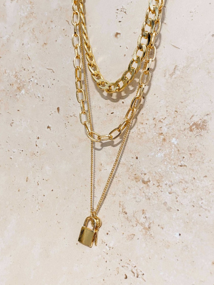 Jewellery Angels Whisper | Kaysha Lock Charm Layered Necklace