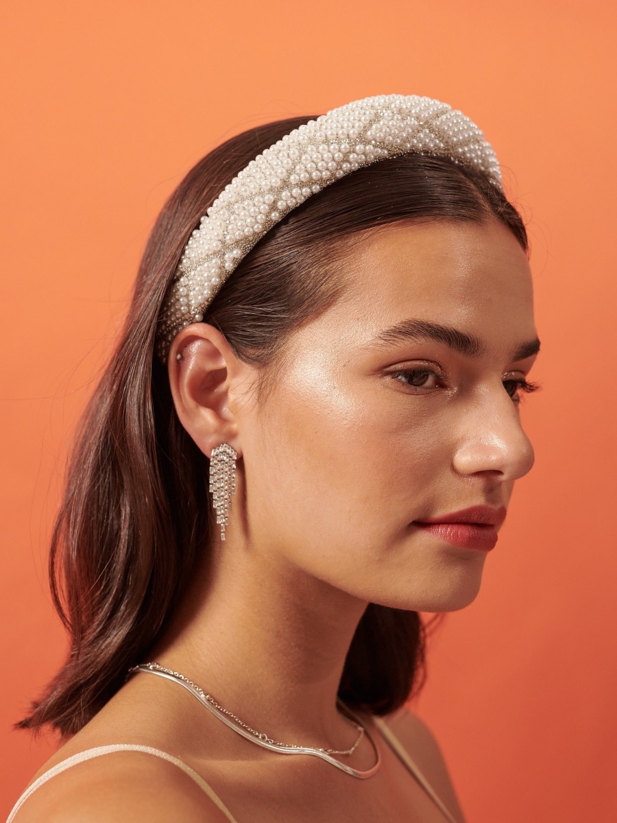 Hair Accessories Angels Whisper | Diamond Pearl Beads Statement Headband