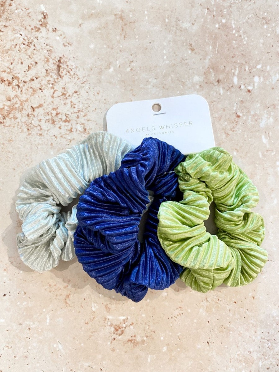 Hair Accessories Angels Whisper | Ocean Plisse Scrunchies Trio Set