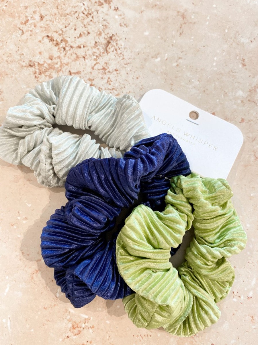 Hair Accessories Angels Whisper | Ocean Plisse Scrunchies Trio Set