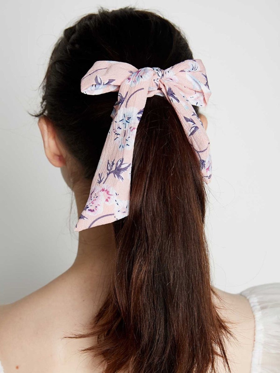 Hair Accessories Angels Whisper | Horea Floral Print Bow Scrunchie