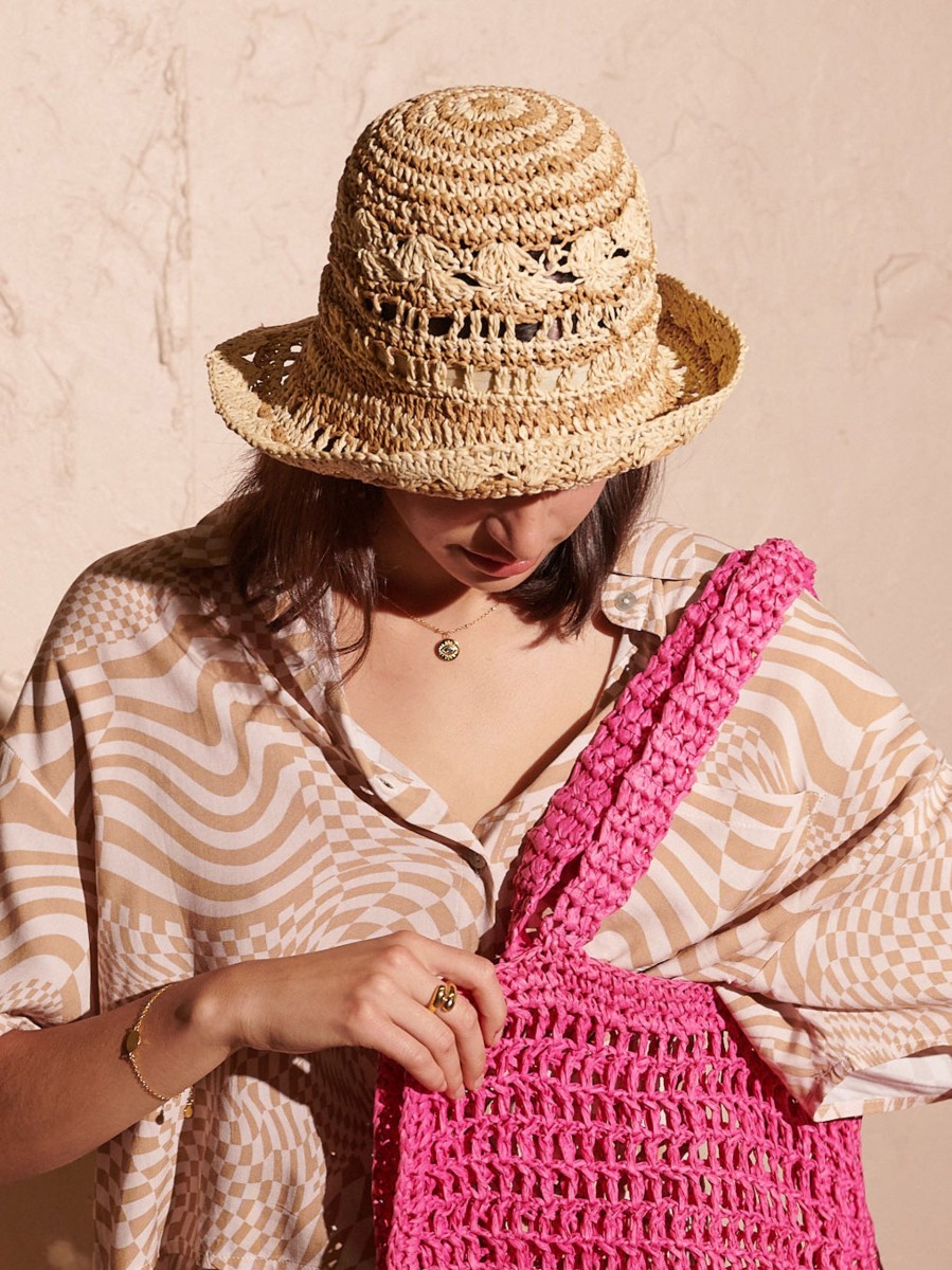 Headwear Angels Whisper | Crochet Summer Straw Hat In Natural