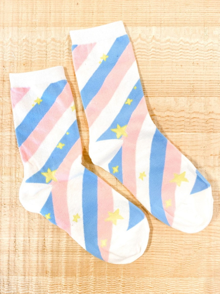 Other Angels Whisper | Starry Stripe Cotton Crew Socks