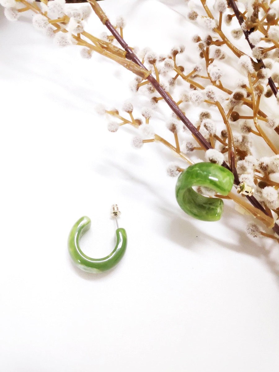 Jewellery Angels Whisper | Isaline Acrylic Hoop Earrings Green