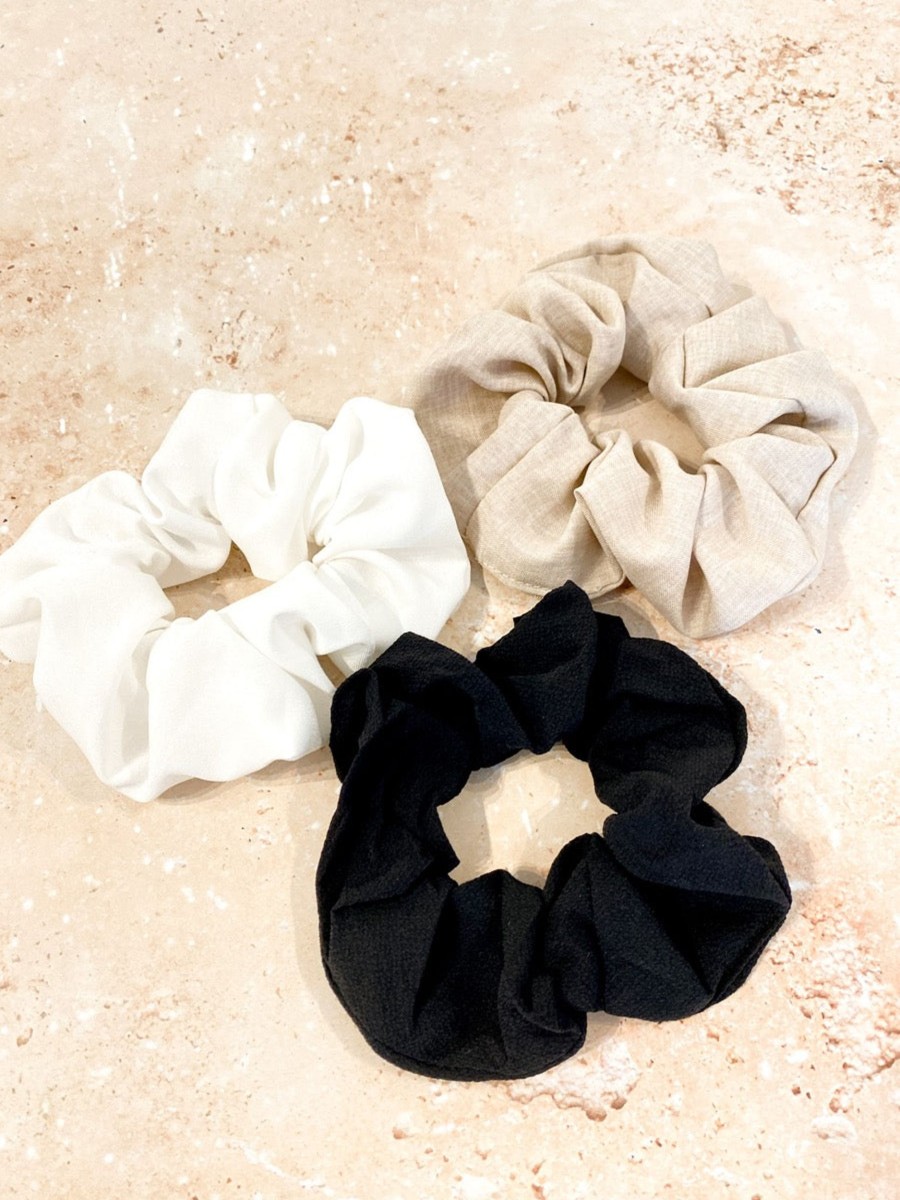 Hair Accessories Angels Whisper | Mix Linen Scrunchies Trio Set