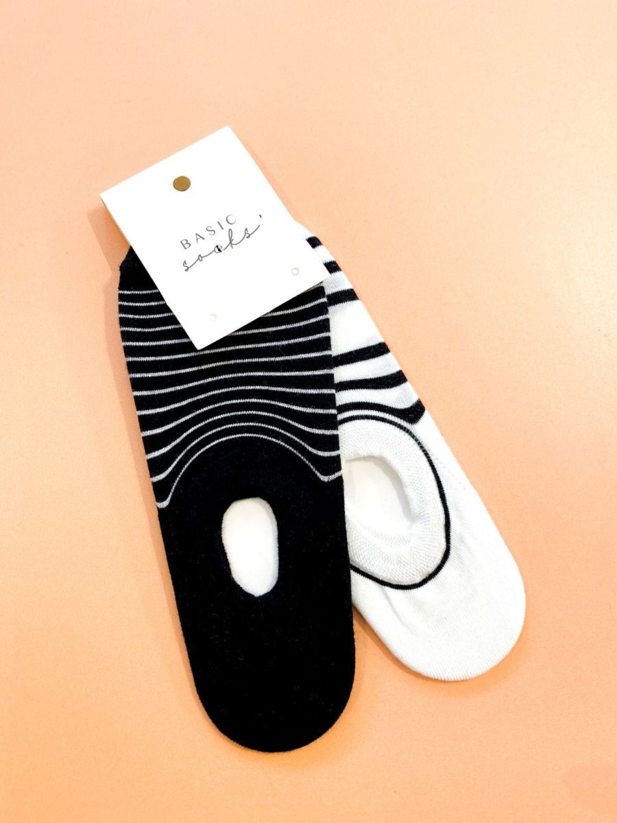 Other Angels Whisper | Monochrome Striped Ankle Socks 2 Pack