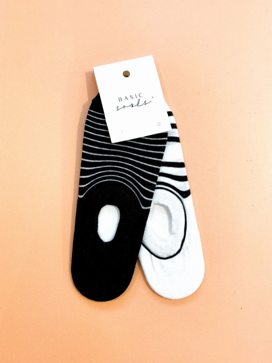 Other Angels Whisper | Monochrome Striped Ankle Socks 2 Pack