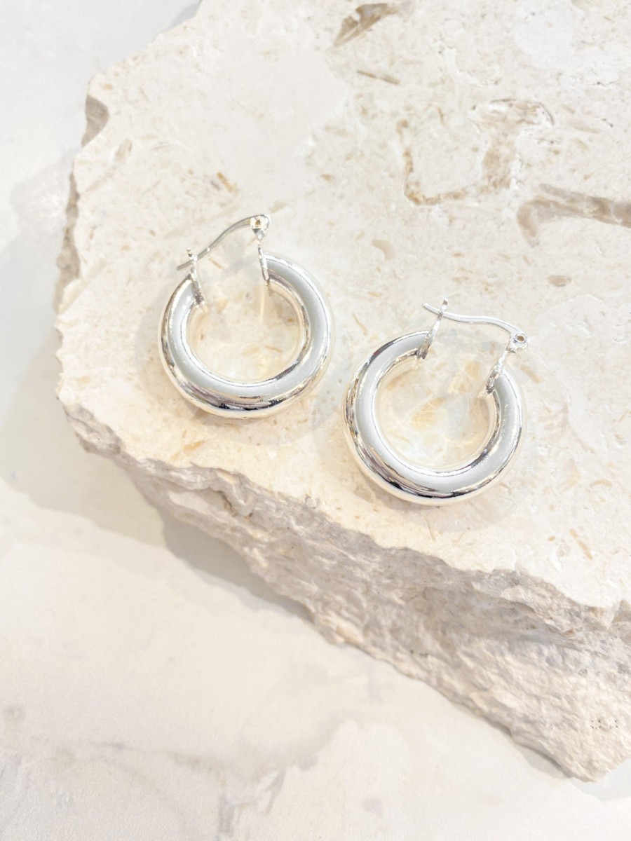 Jewellery Angels Whisper | Vanya Gold Plated Hoop Earrings - Silver