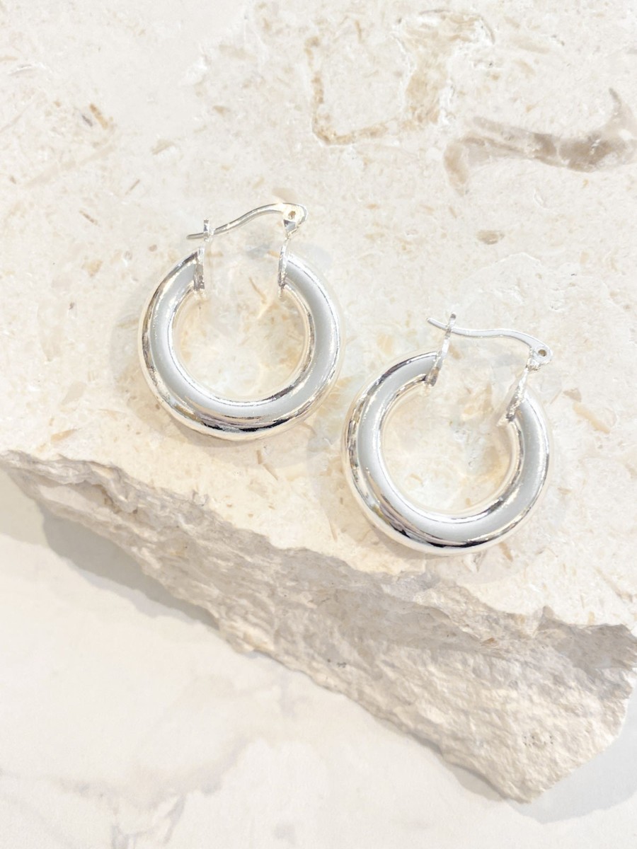 Jewellery Angels Whisper | Vanya Gold Plated Hoop Earrings - Silver