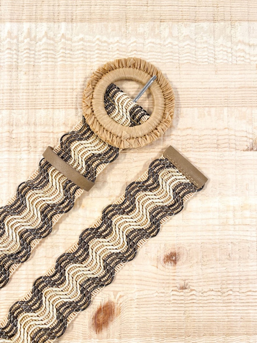 Other Angels Whisper | Woven Wavy Pattern Straw Belt