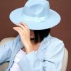 Headwear Angels Whisper | Lia Boho Fedora Felt Hat In Blue