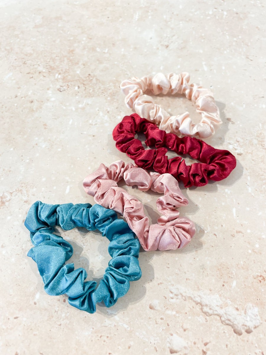 Hair Accessories Angels Whisper | Jewel Satin Slim Scrunchie Pack